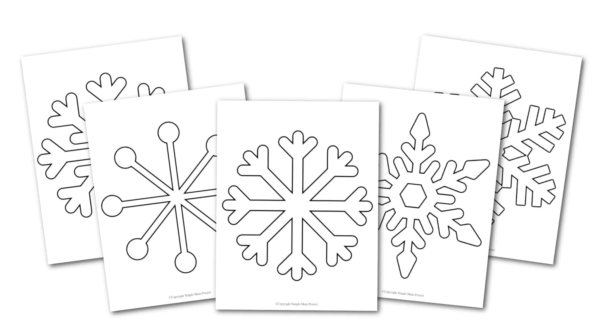 Free Printable Snowflake template, snowflake pattern, snowflake stencil, snowflake outline for kids winter crafts