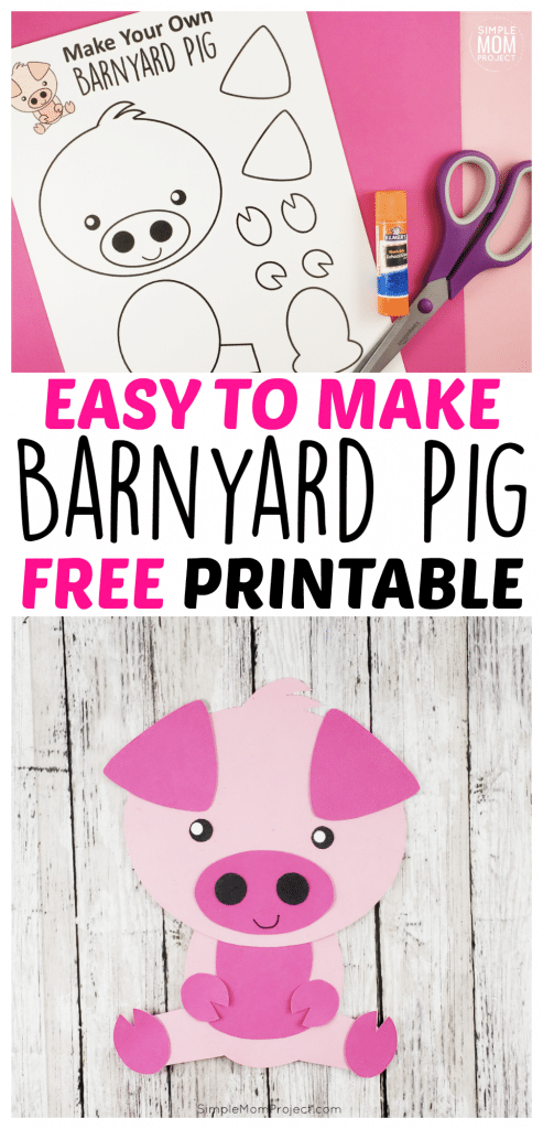 It's the Year of The Pig! Click here to find a FREE printable pig template for an easy diy pig craft! Use it with your farm theme or a fun way to tell the Three Little Pigs fairy tale to your preschool or toddlers! #farmcrafts #pigcrafts #farmanimals