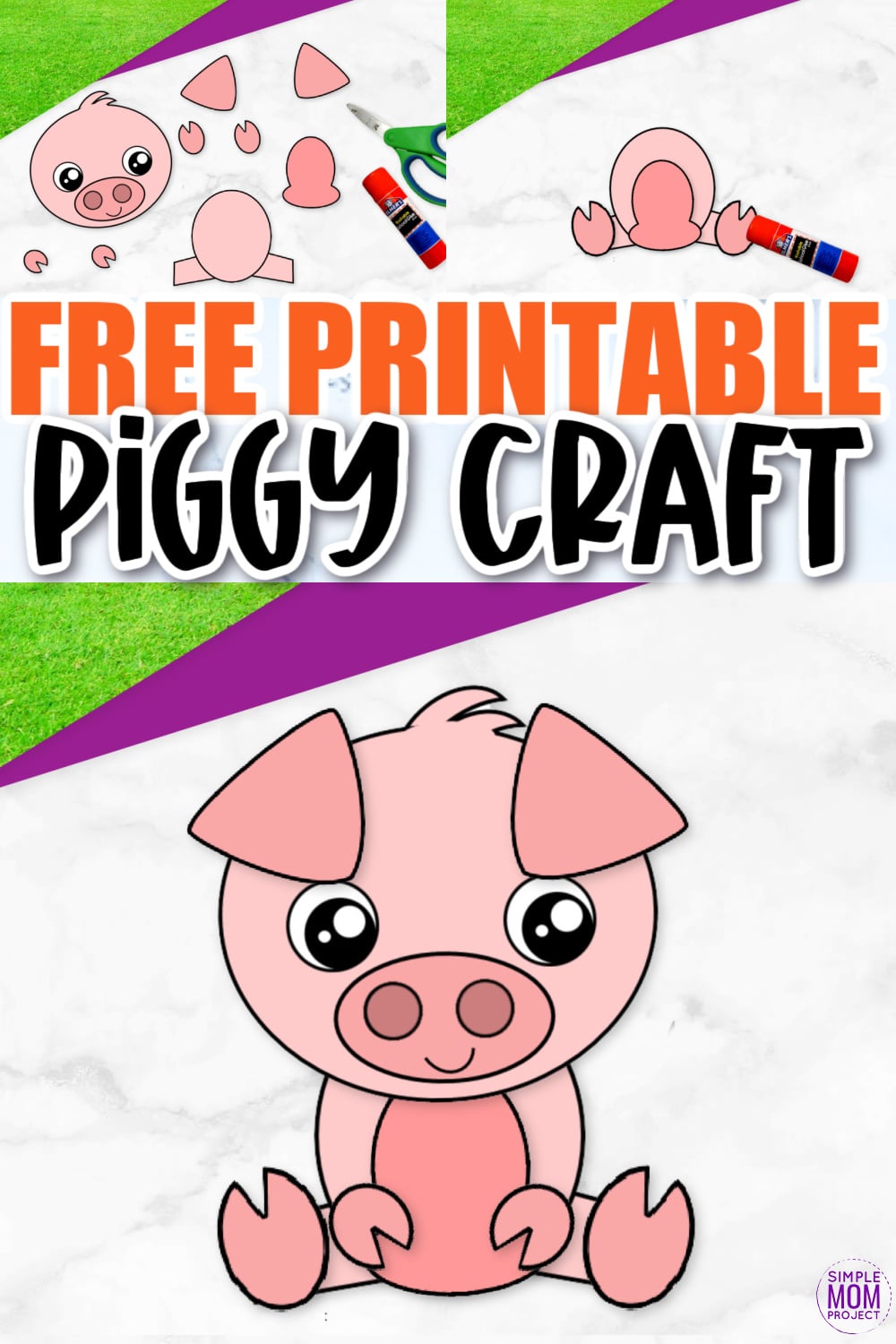 Click now and use this cute free printable pig template for make this super easy cut and paste pig craft for kids, preschoolers and toddlers! He is perfect as a pig coloring sheet, in a farm animal theme unit or kindergarten classroom project.