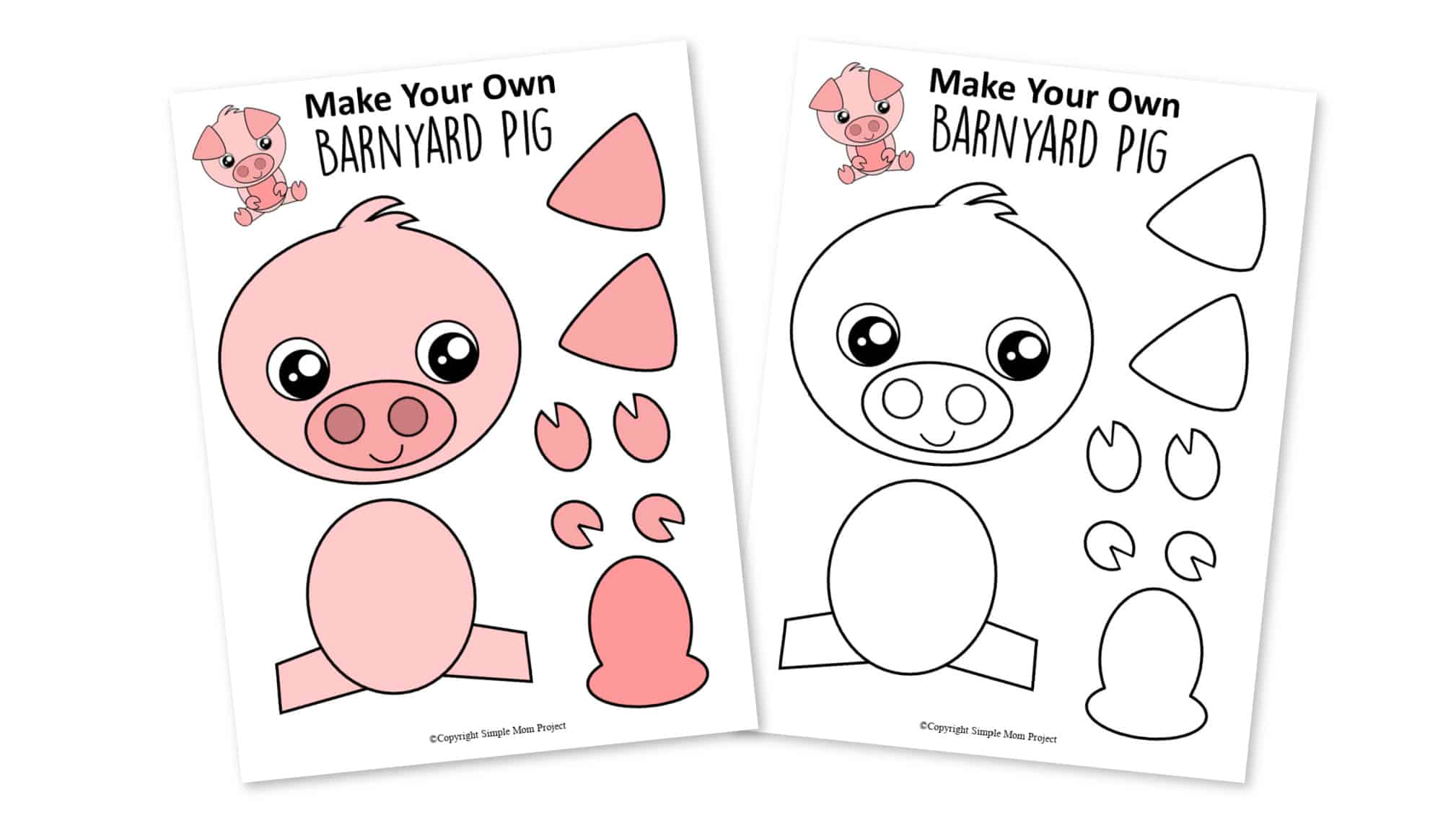 Free Printable Pig Craft Activity for Preschoolers pig craft for toddlers and pig craft for kindergartners