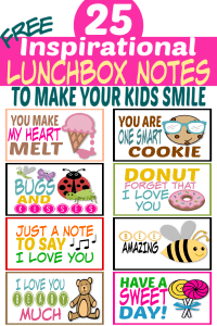 FREE Printable Lunchbox notes for kids with cute sayings and clever quotes