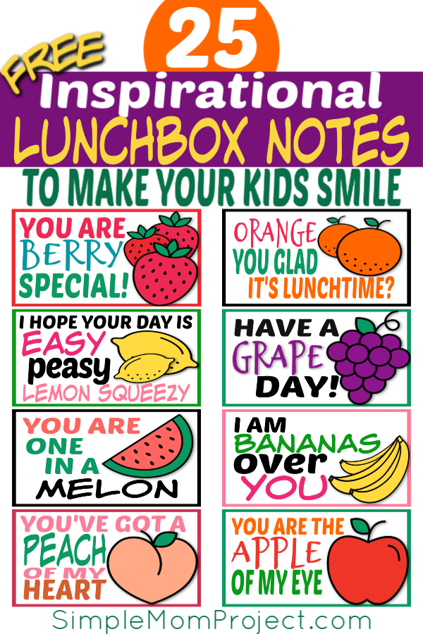 FREE Printable Lunchbox notes for kids with cute sayings