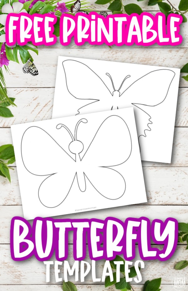 Use these free printable butterfly templates, butterfly outlines and butterfly stencils for your DIY butterfly crafts, butterfly coloring pages, or just to have an awesome monarch butterfly design! #butterflycrafts #butterflytemplates #butterflies