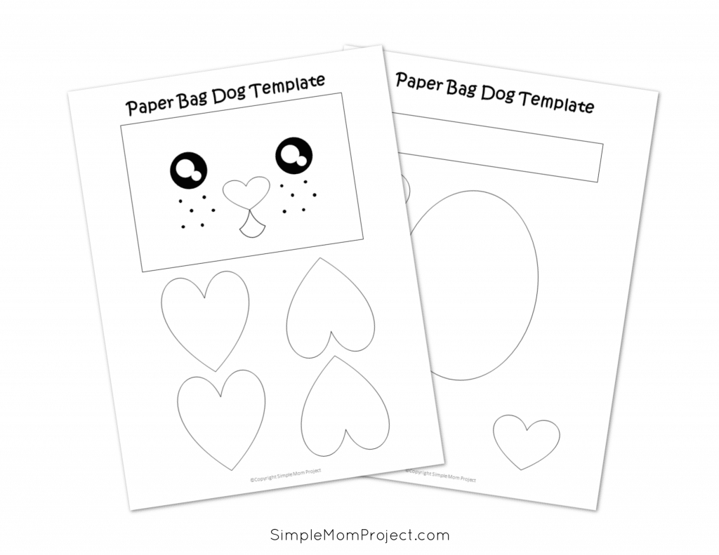 Puppy Dog Paper Bag Craft for Kids, Toddlers, Preschoolers Template