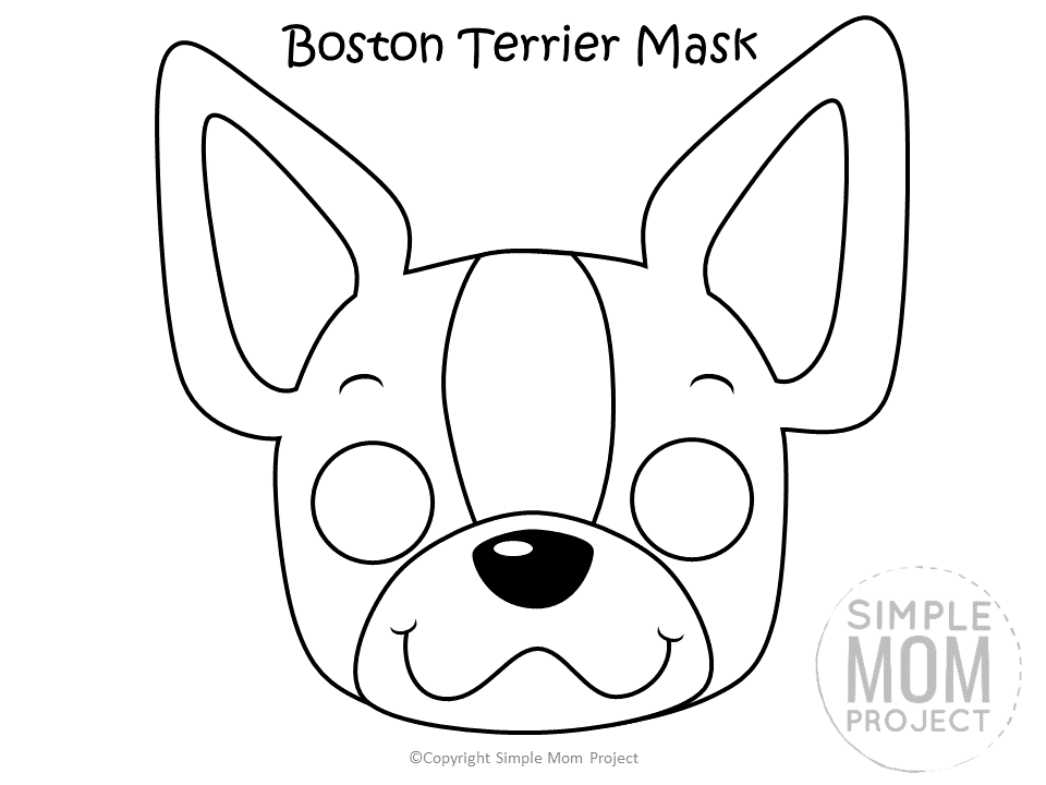 Free Printable Boston Terrier Dog Face Mask