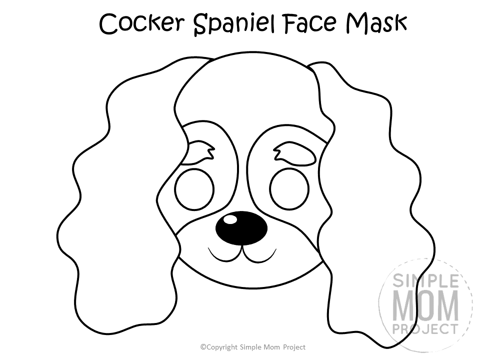 Free Printable Cocker Spaniel Dog Face Mask Coloring Page