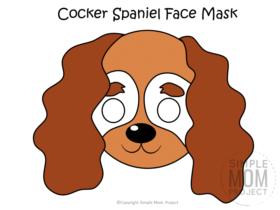 Free Printable Cocker Spaniel Dog Face Mask Colored