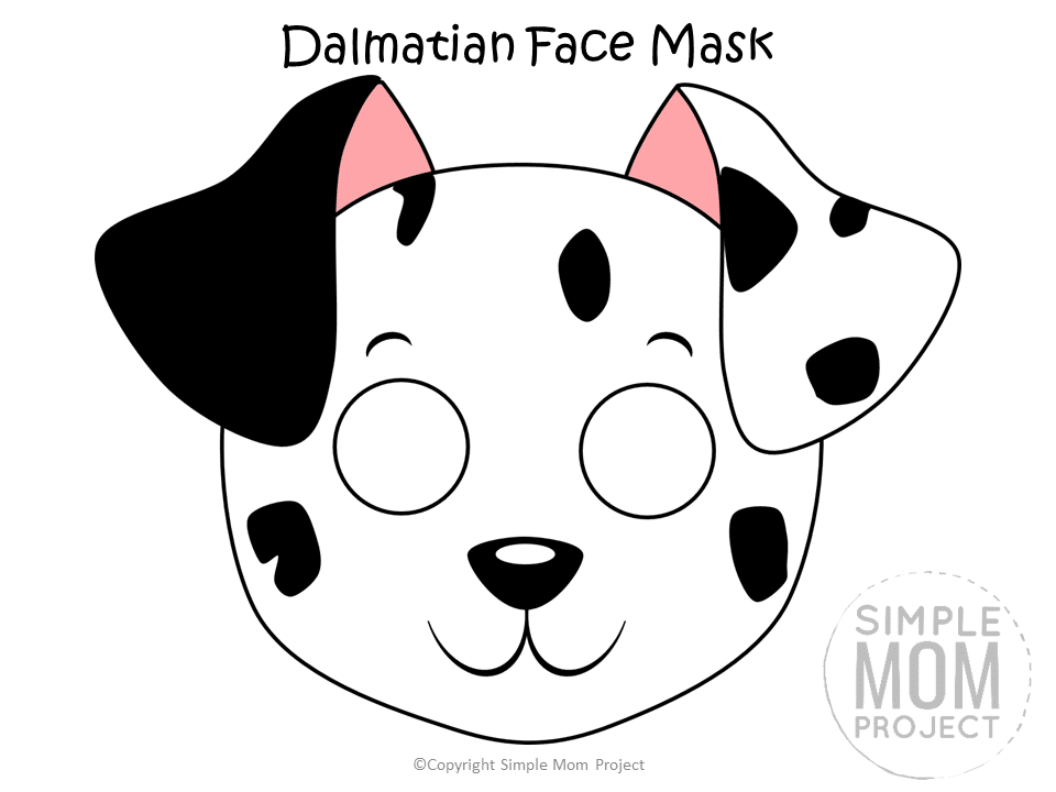 Free Printable Dalmatian Dog Face Mask B&W Colored