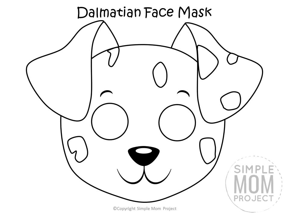 Free Printable Dalmatian Dog Face Mask B&W