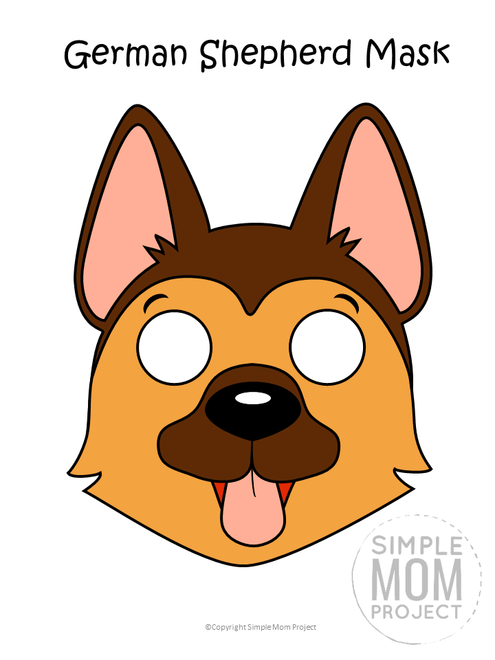 Free Printable German Shepherd Dog Face Mask Colored