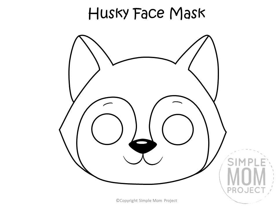 Free Printable Husky Dog Face Mask Black and White