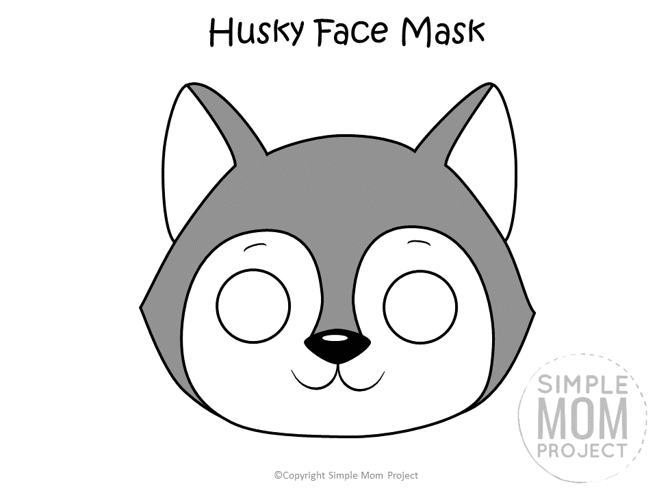 Free Printable Husky Dog Face Mask Colored