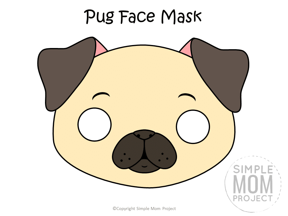 Free Printable Pug Dog Face Mask Colored