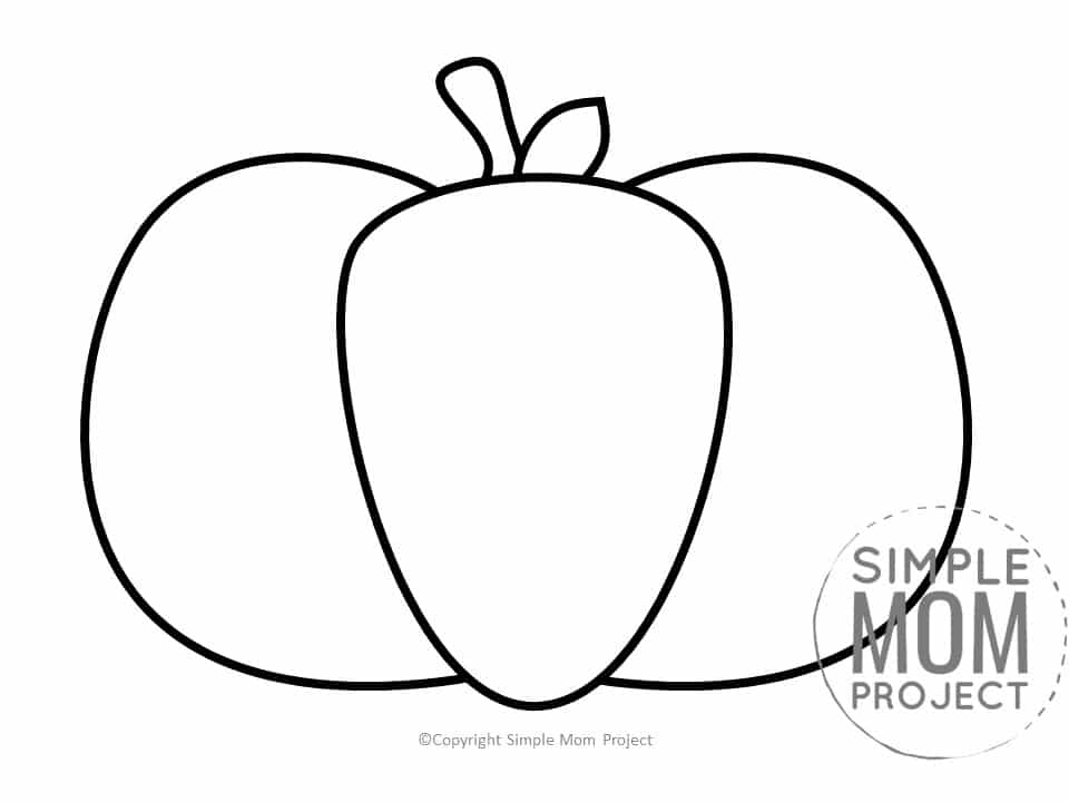 Free Printable Large Pumpkin Outline Template for fall Crafts Simple