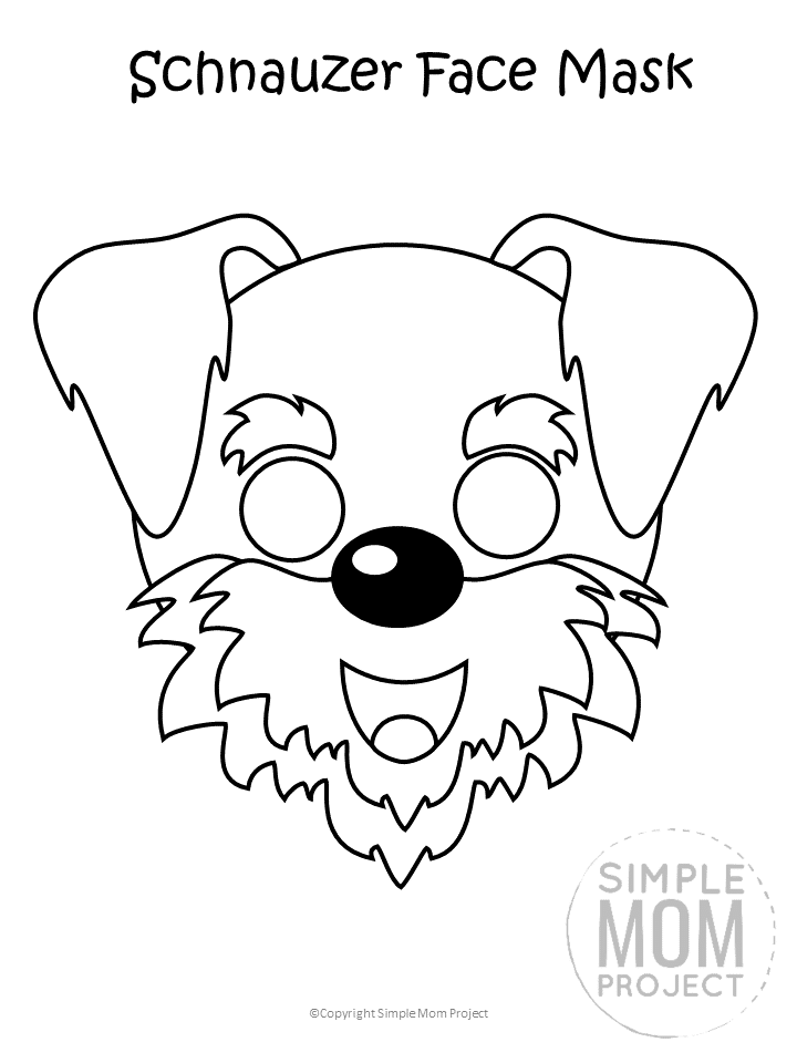 Free Printable Schnauzer Dog Face Mask B&W
