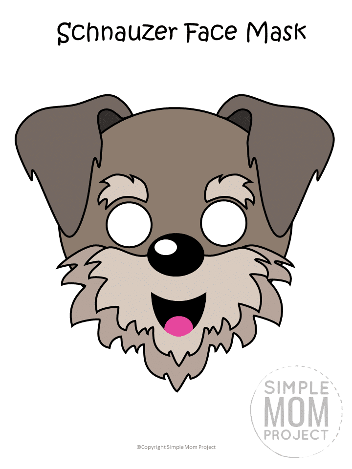 Free Printable Schnauzer Dog Face Mask Colored