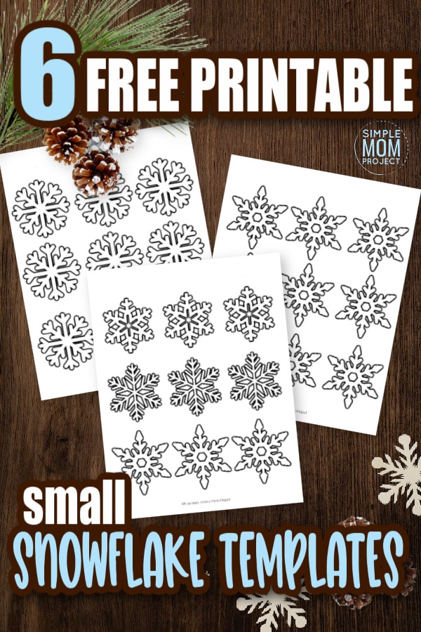 Click and print all of our small and free printable paper snowflake patterns, snowflake templates and snowflake outlines! Perfect for a Frozen snowflake party, simple snowflake coloring page or decorate the snowflake classroom activity. #snowflake #snowflaketemplate #coloringpage #winter #winteractivity #SimpleMomProject