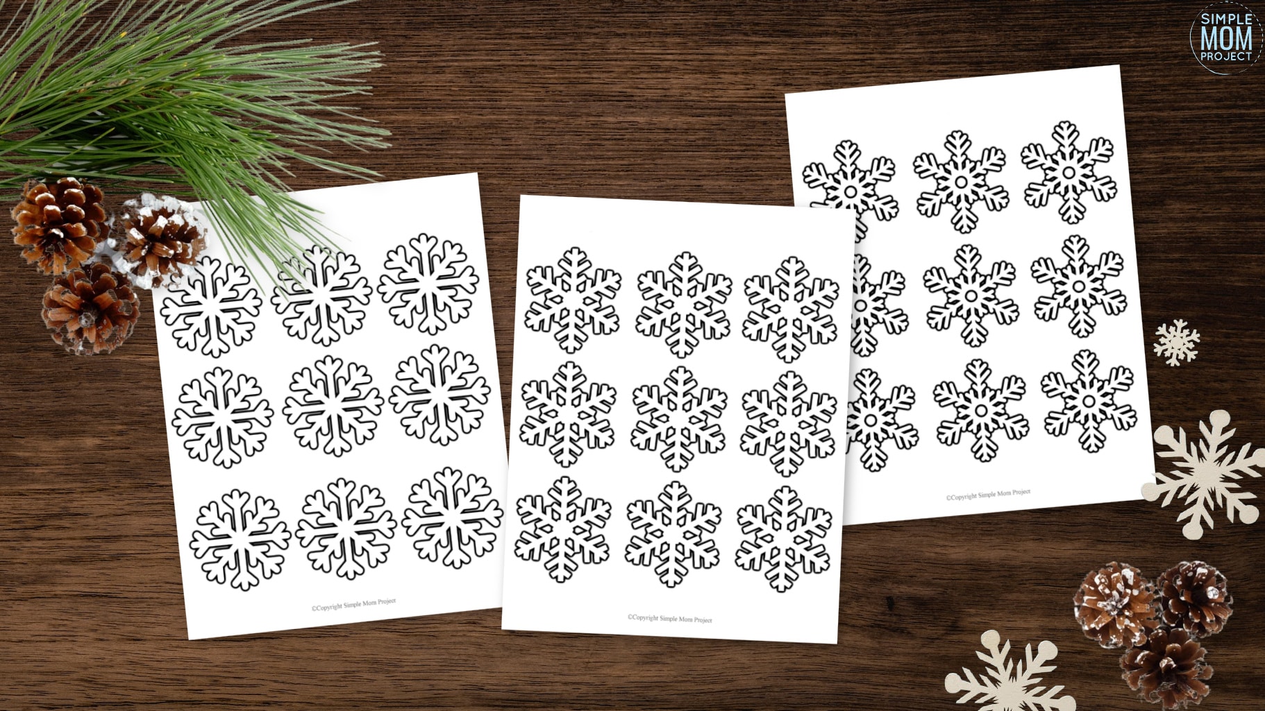 Free Printable Small Snowflake template, snowflake pattern, snowflake stencil, snowflake outline for kids winter crafts