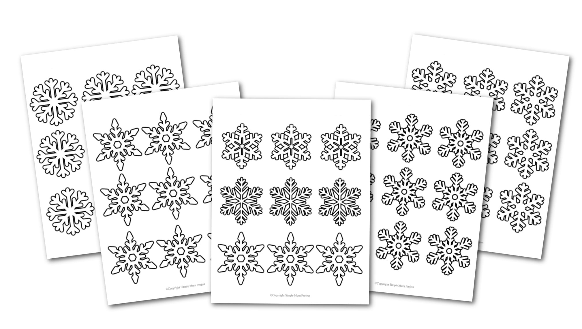 Free Printable Small Snowflake template, snowflake pattern, snowflake stencil, snowflake outline for kids winter crafts
