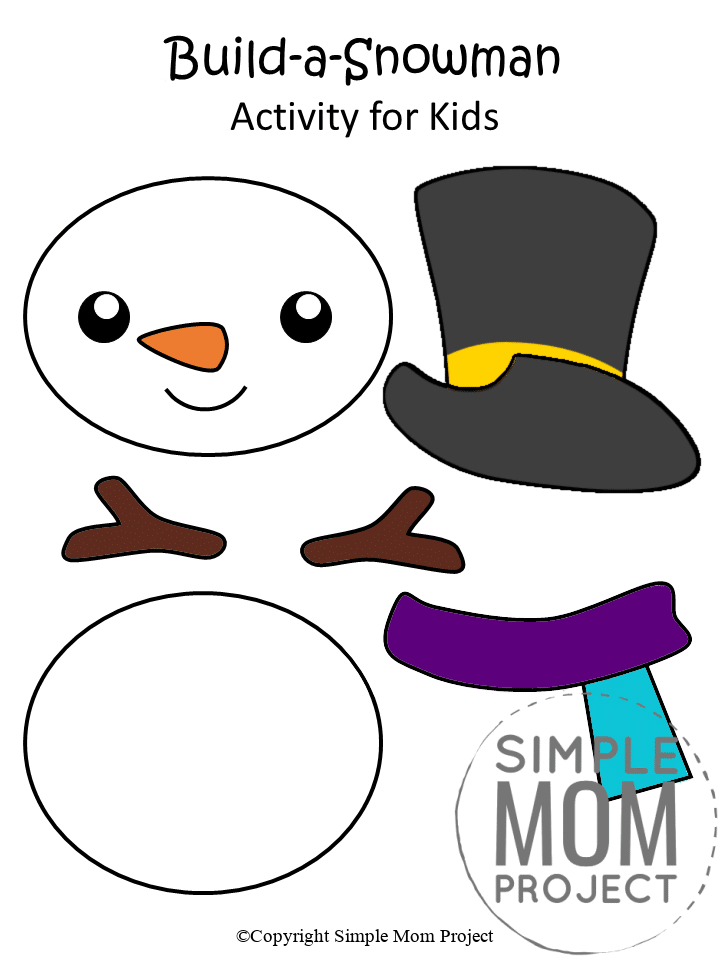 Free Printable Snowman Craft for Kids, preschoolers, toddlers and kindergartners