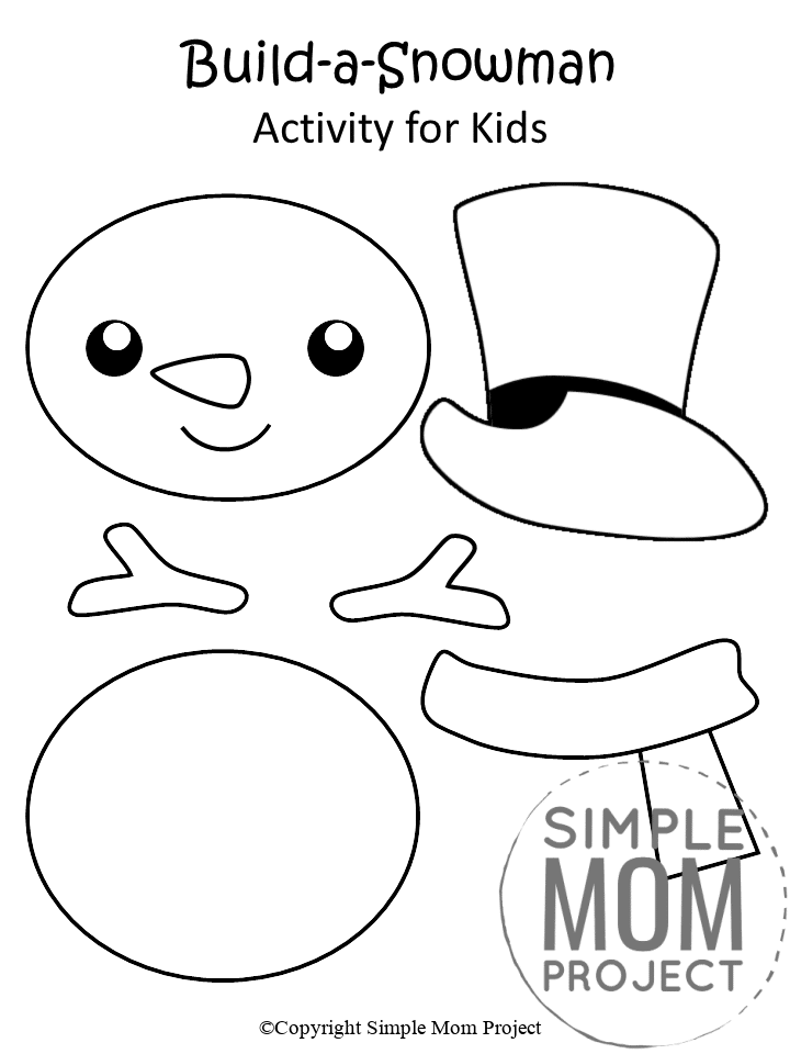 Free Printable Snowman Craft for Kids, preschoolers, toddlers and kindergartners