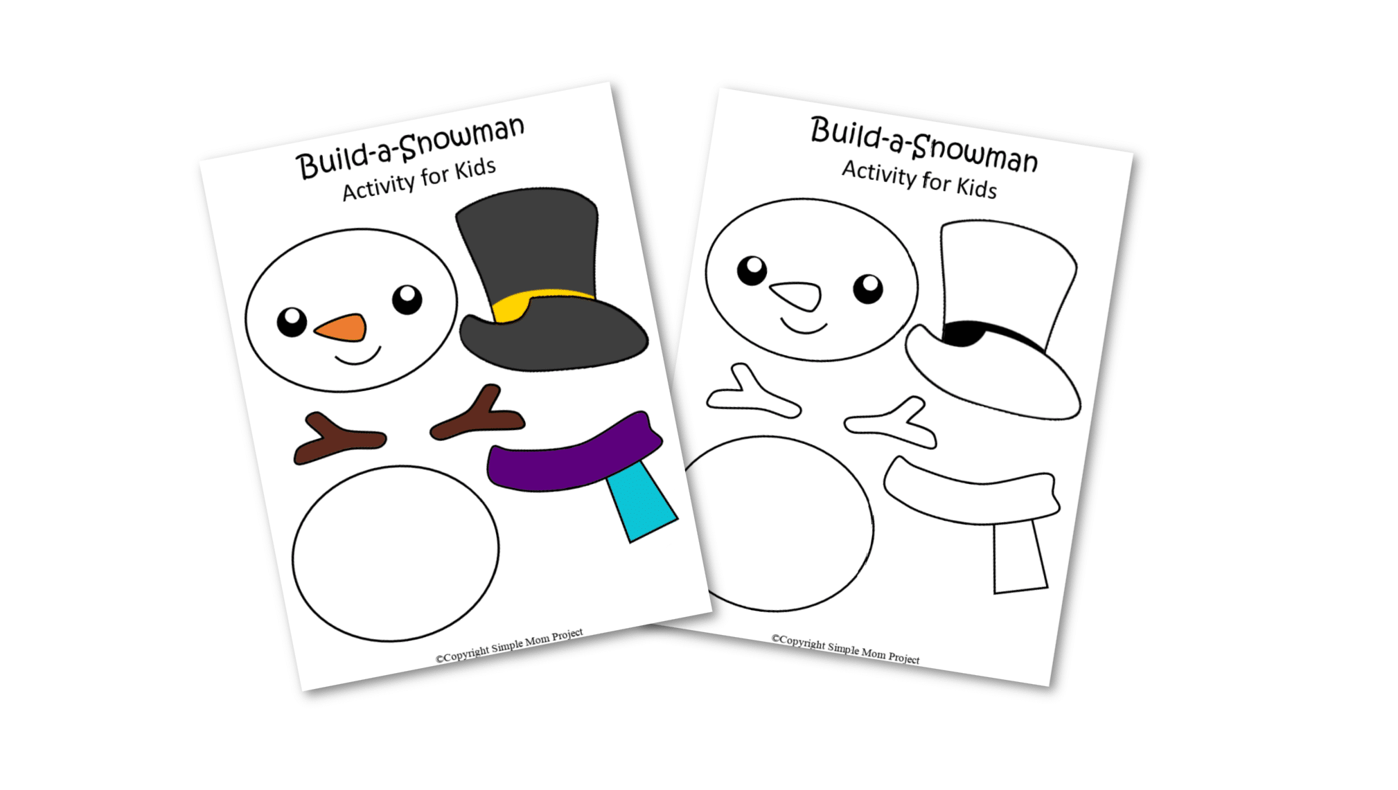 Free Printable Snowman Craft for Kids, preschoolers, toddlers and kindergartners