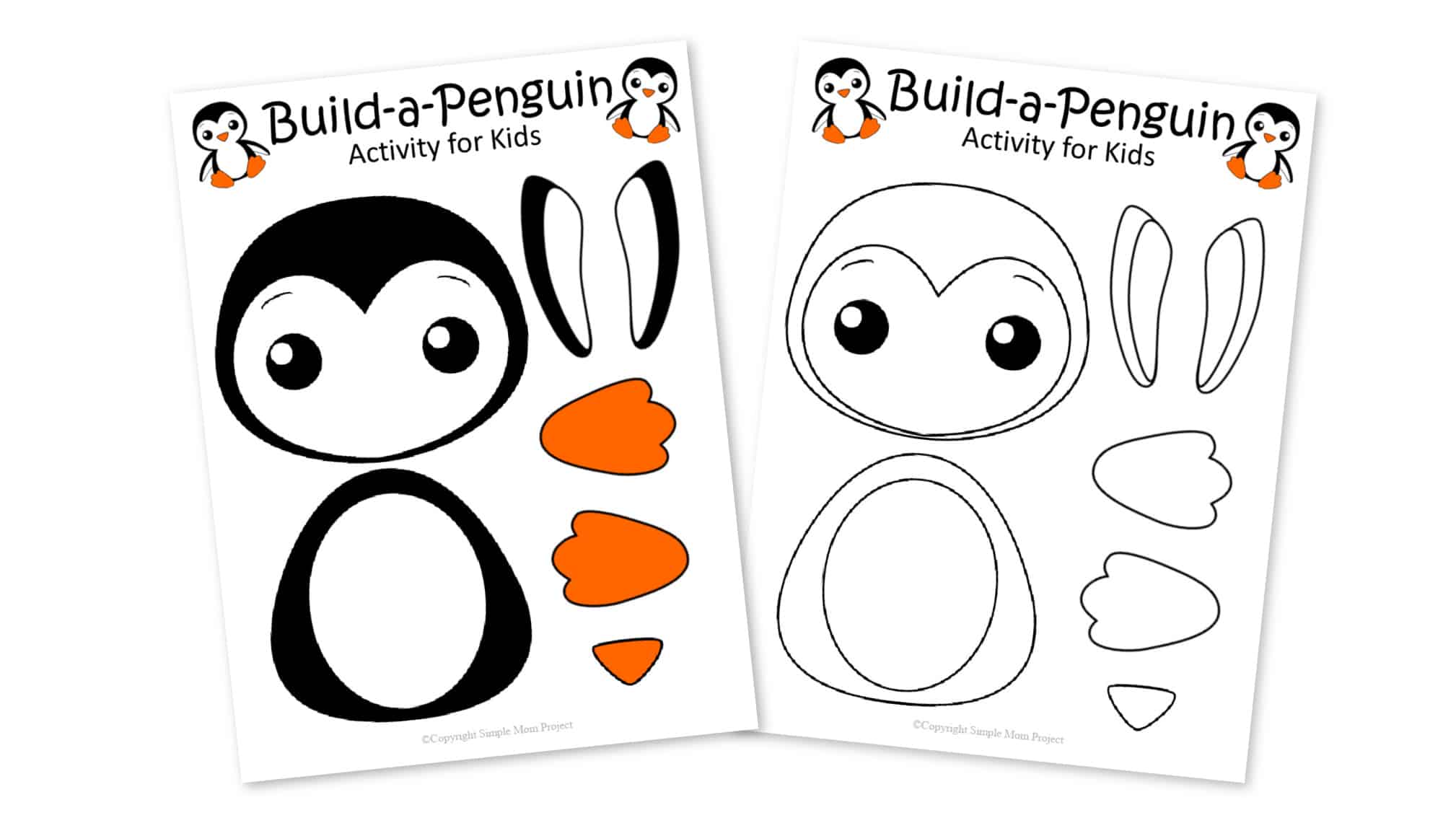 Free Printable Winter Penguin Craft for preschooler penguin craft, toddler penguin craft, kindergarten penguin craft