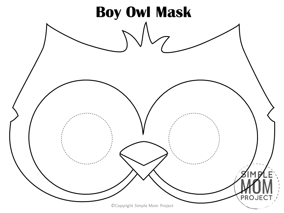 Free Printable Boy Owl Mask Template Coloring Page for Kids