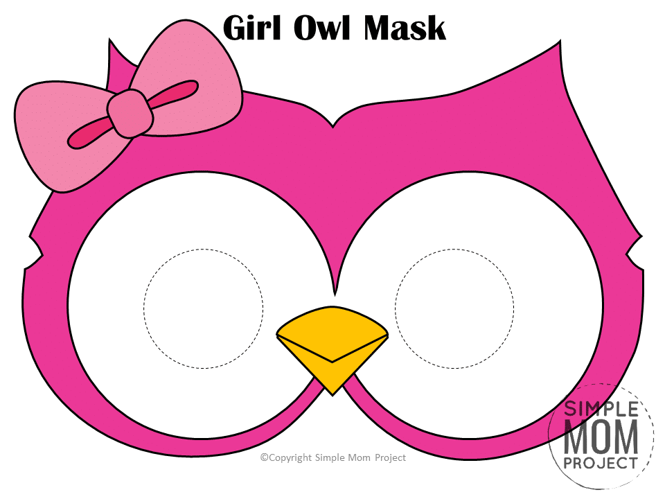 Free Printable Girl Owl Mask Template for Kids