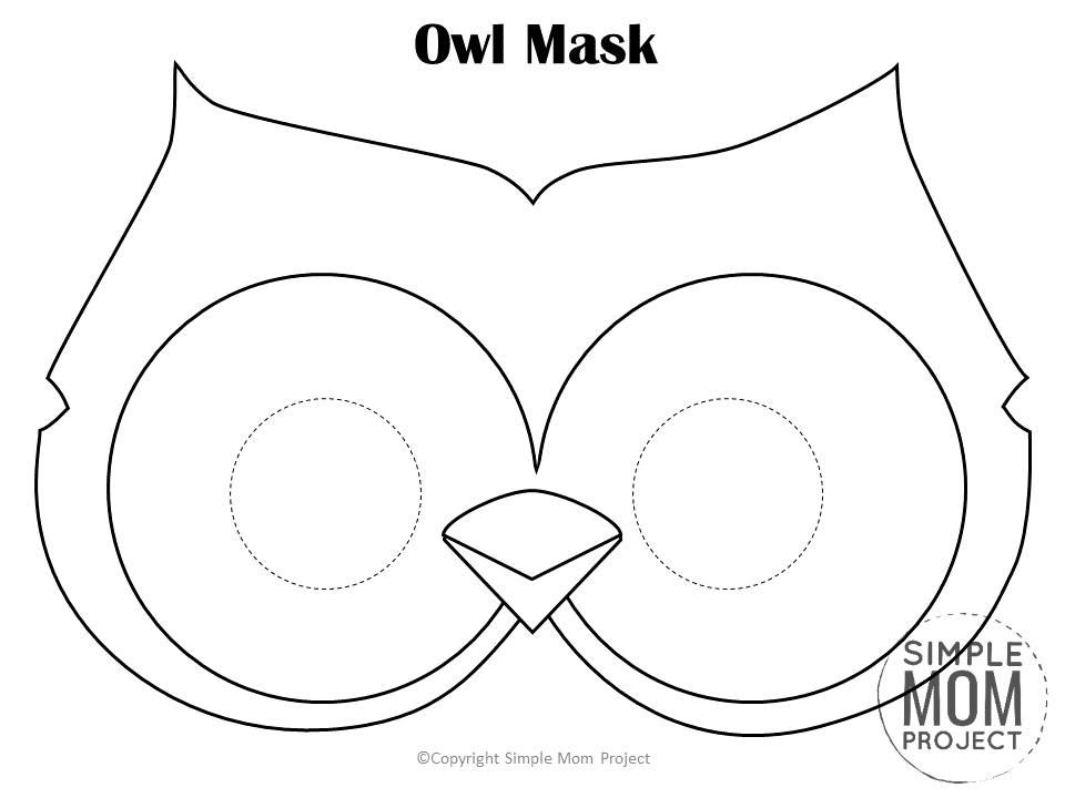 Free Printable Owl Mask Template Coloring Page for Kids