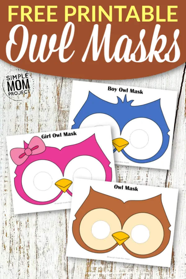 Click now to print any of our free printable owl mask templates for both girls and boys! Use the black and white ones for an owl coloring page activity or simply print and play in a masquerade party now! Perfect for a quick Halloween mask or animal unit study. #owlmask #owltemplates #owlcrafts #masks #printablecrafts #SimpleMomProject