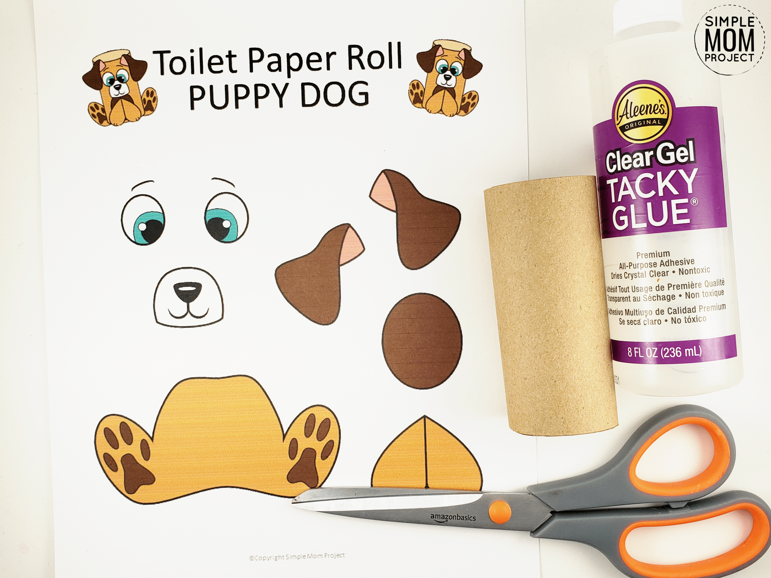 Free Printable Toilet Paper Roll Dog Craft for Kids, Preschoolers and toddlers