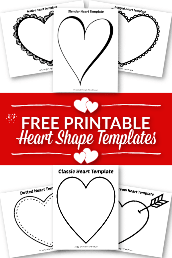 These FREE printable, full page printable heart templates are perfect for a Valentine’s Day cut-outs or Valentine crafts. These heart coloring pages are great for Valentine’s Day cards, DIY wedding invitations, party garland, or for use as templates for art projects. They make cute coloring pages, perfect templates for string art and quilts, and a nice background for writing projects. Get your free printable large heart coloring pages and get started with fun and simple projects today. #hearttemplates #heartshapetemplates #valentinehearts #valentinecards #SimpleMomProject