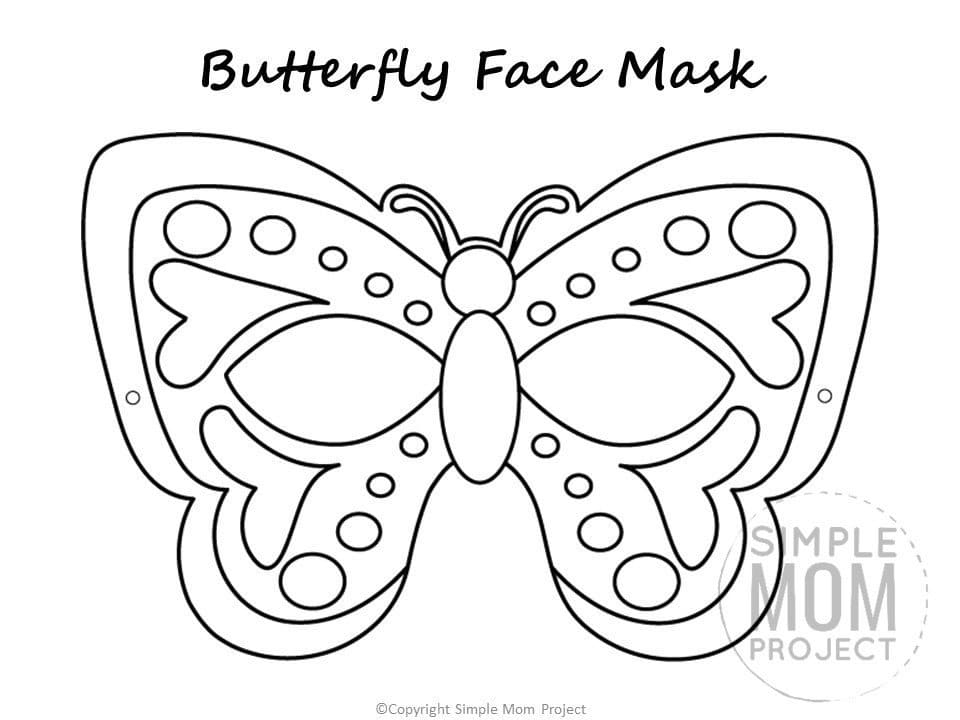 Butterfly Face Mask Template Coloring Page for Preschoolers, toddlers and kindergartners