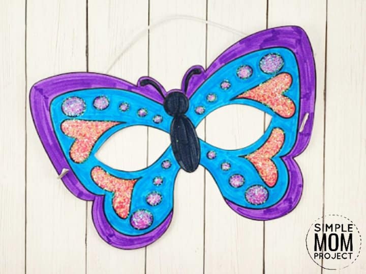 Free Printable Butterfly Masquerade Mask Template Craft Coloring Sheet