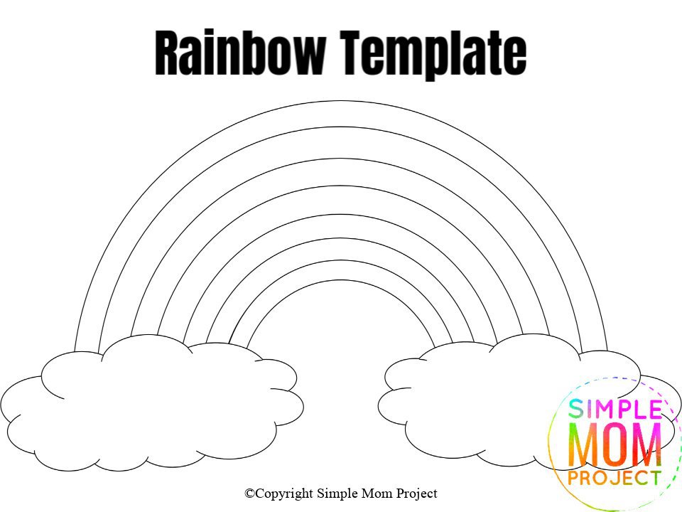 Large Rainbow Template Blank Coloring Page