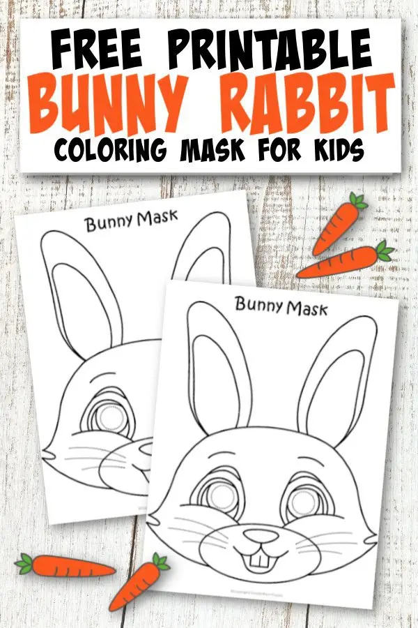 Click and get this simple FREE printable bunny mask coloring page template! This bunny face mask is a perfect craft cut out animal mask to do with your kids or a fun coloring activity while they study about rabbits! #BunnyMask #BunnyColoringPage