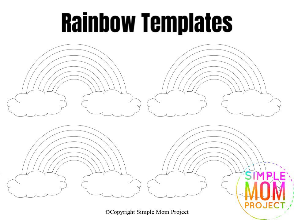Small Rainbow Template Blank Coloring Sheet