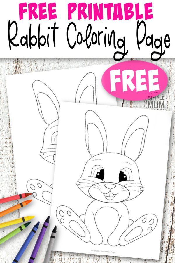 These cute and free printable spring bunny rabbit coloring pages are great for kids of all ages; including preschoolers, toddlers and big kids - adults! Use them in your family worship or have fun coloring him on a rainy spring day! #BunnyColoringSheet #SimpleMomProject