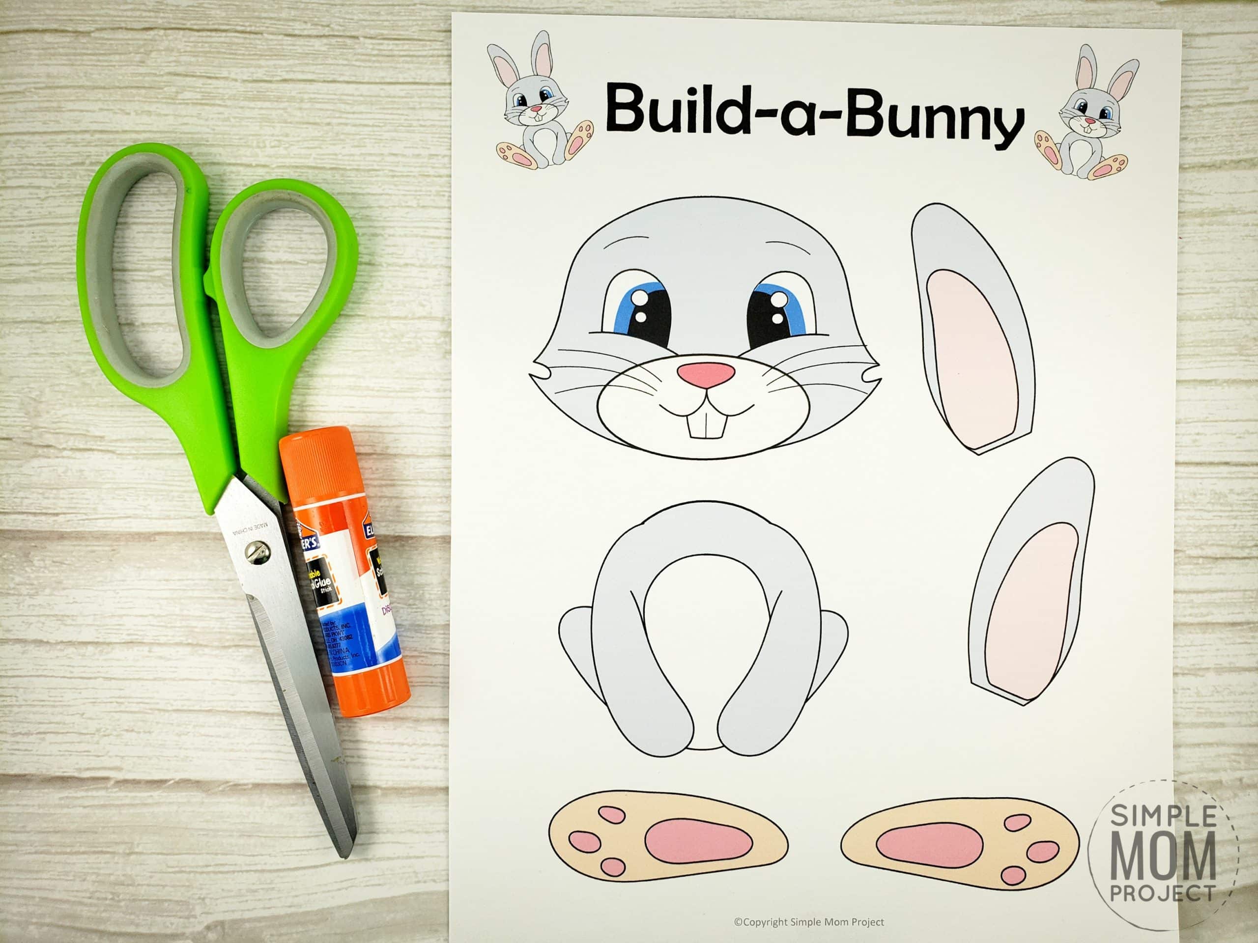 Easy Bunny Rabbit Free Printable Template craft for kids, toddlers and preschoolers