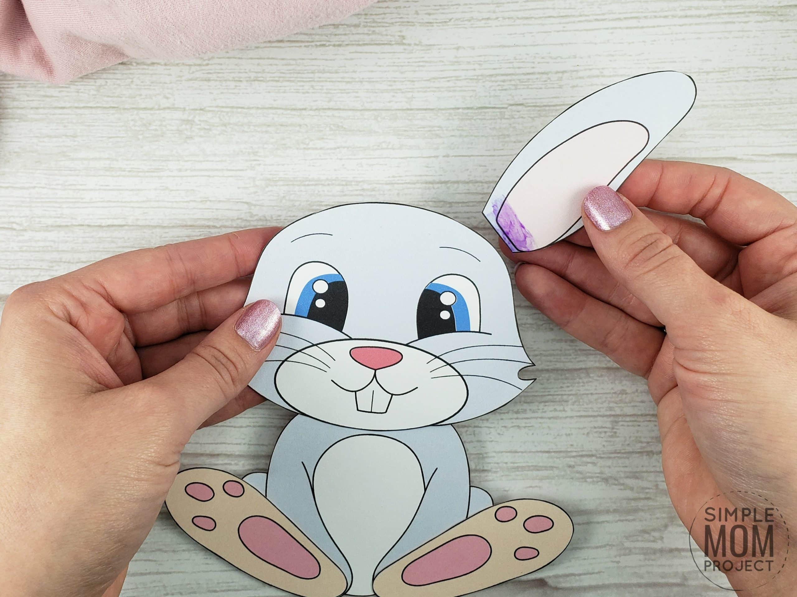 Easy Bunny Rabbit Free Printable Template craft for kids, toddlers and preschoolers