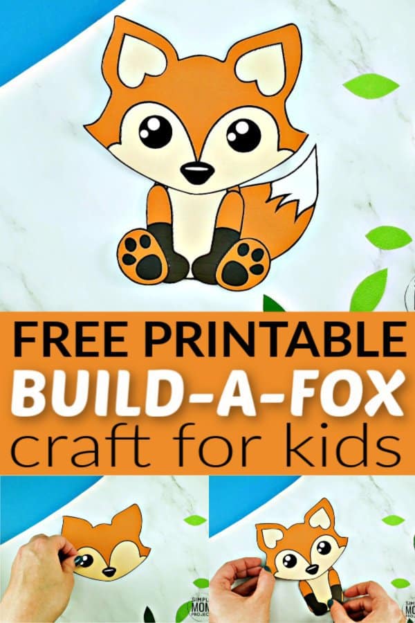 Free Printable Baby Fox Craft for kids, toddlers and preschoolers 1