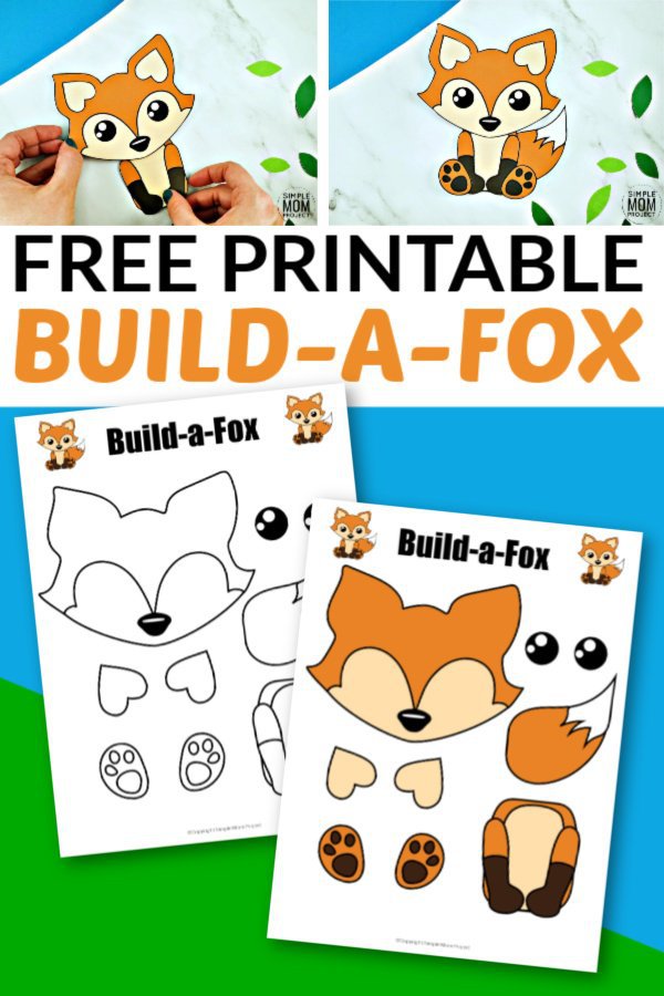 Free Printable Baby Fox Craft for kids, toddlers and preschoolers 1