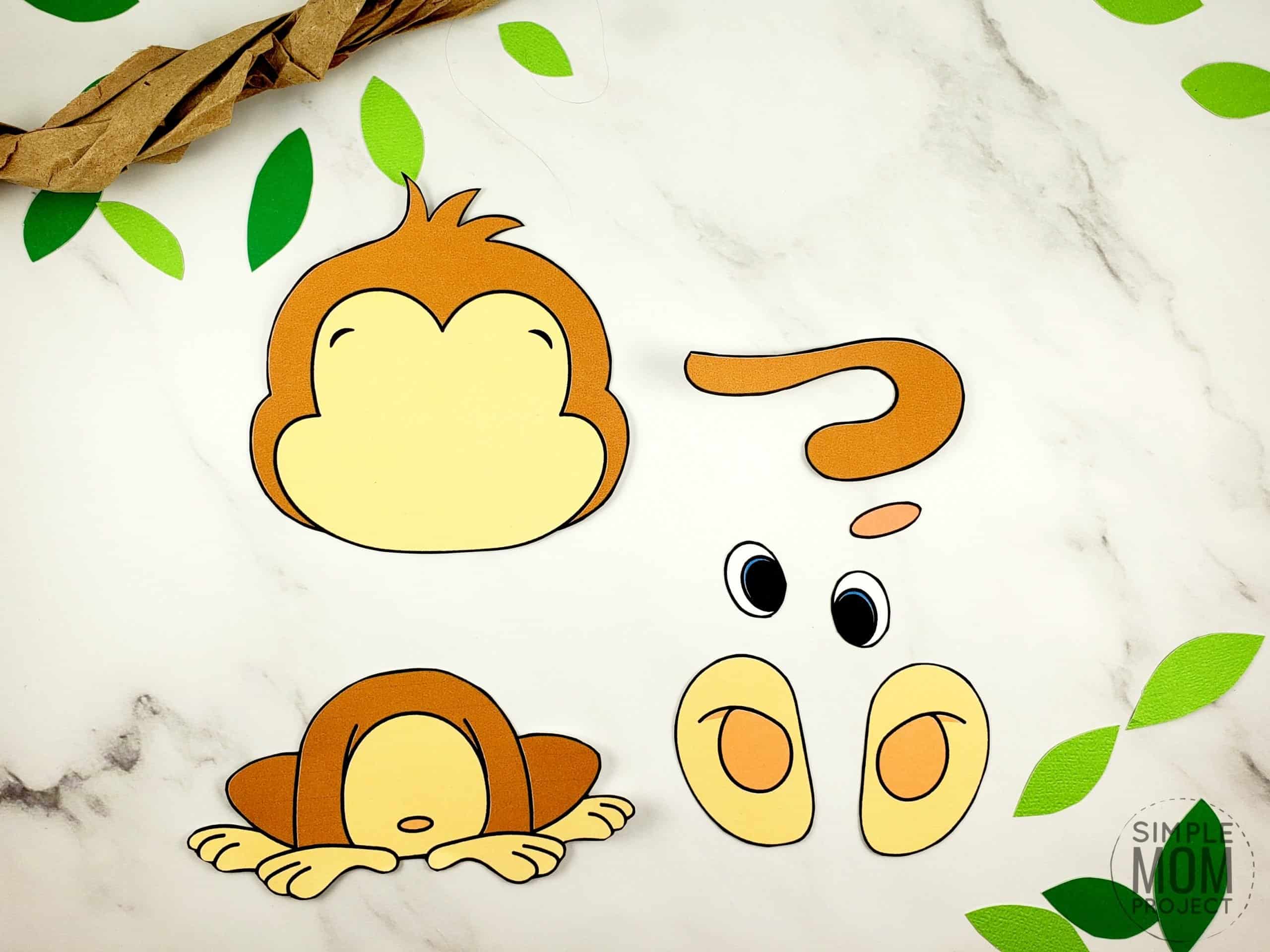 Free Printable Build a monkey craft for kids, preschoolers and toddlers 9