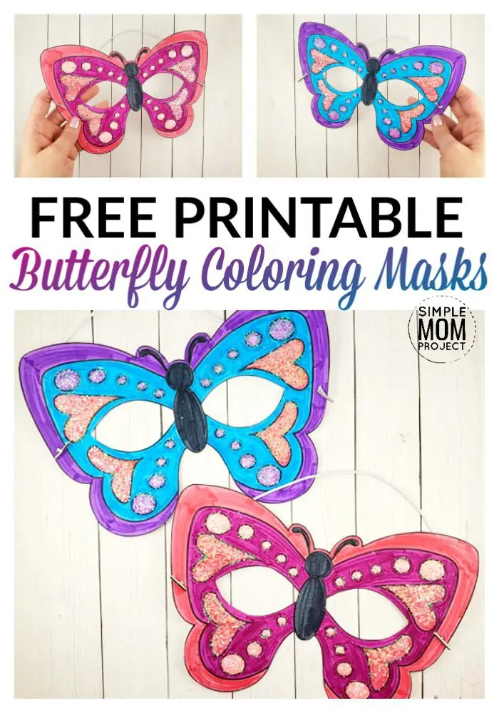 Click now to print this beautiful and FREE butterfly mask template! It's perfect for a fun masquerade party, quick and easy butterfly costume or a spring butterfly art project. Click and get yours now! #butterflymask #butterflymasktemplate #butterflytemplate #butterflycrafts