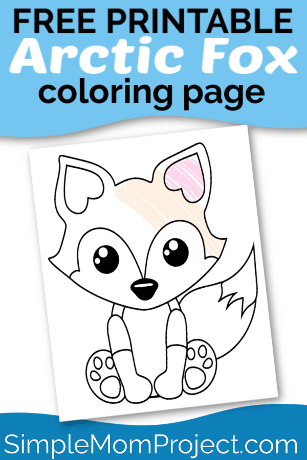 Free Printable woodland arctic and baby fox coloring page for kids 1