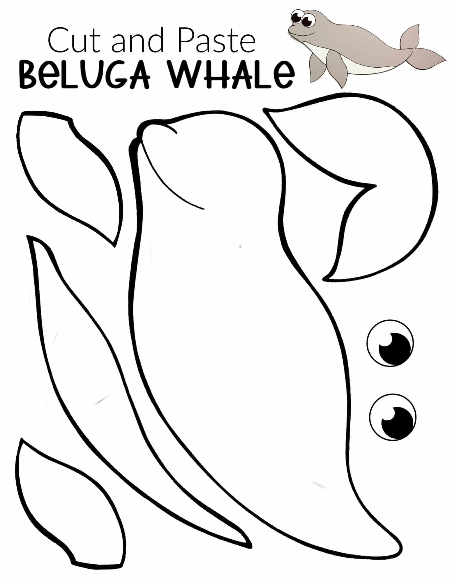 Free Printable Arctic Animal Beluga Whale Craft for Kids Preschoolers and Toddlers