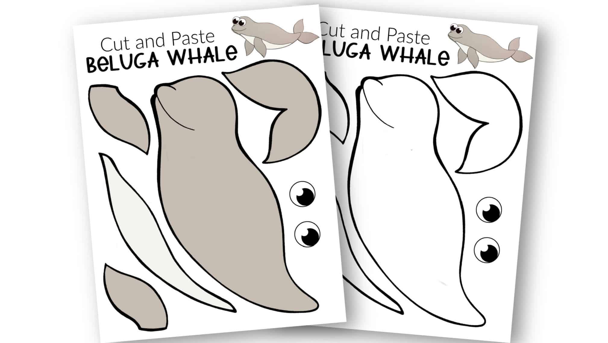 Free Printable Arctic Animal Beluga Whale Craft for Kids Preschoolers and Toddlers