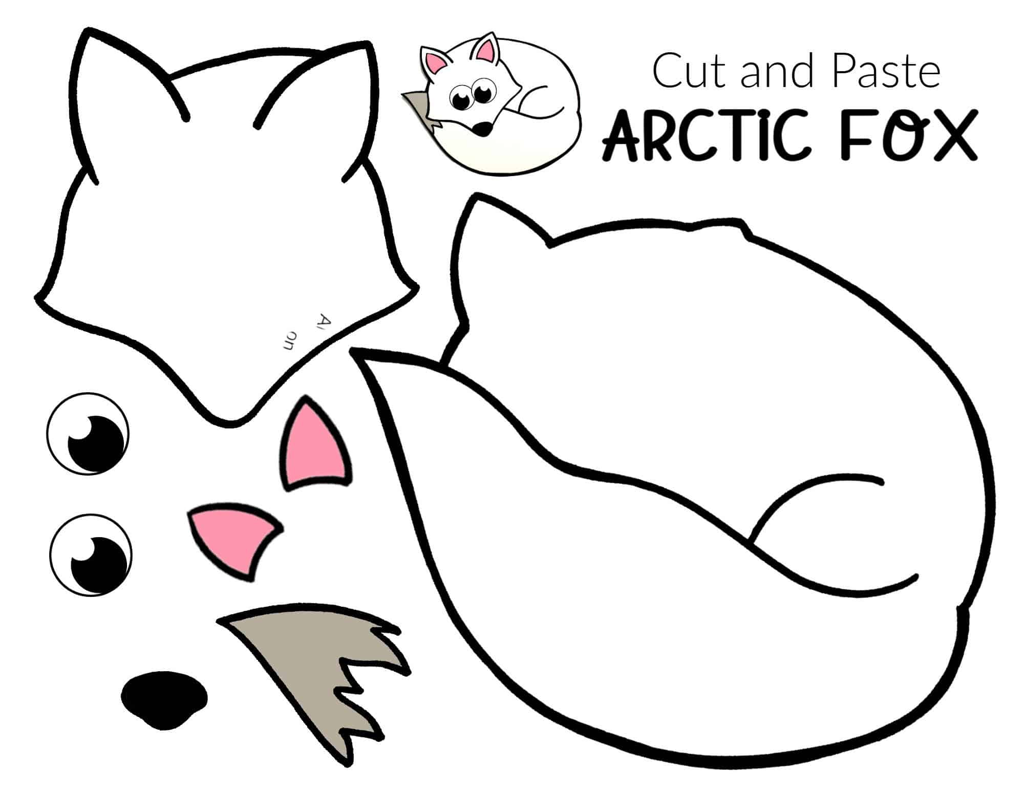 Free Printable Arctic Animal Fox Craft for Kids Preschoolers and Toddlers