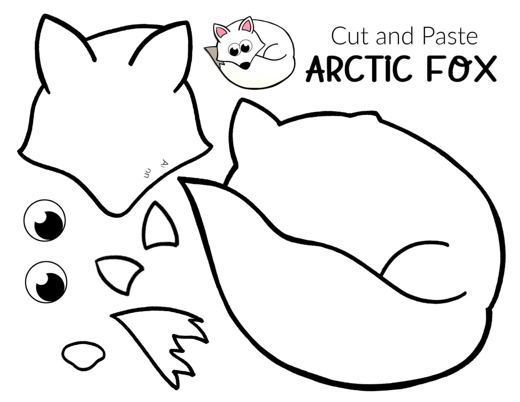Free Printable Arctic Animal Fox Craft for Kids Preschoolers and Toddlers